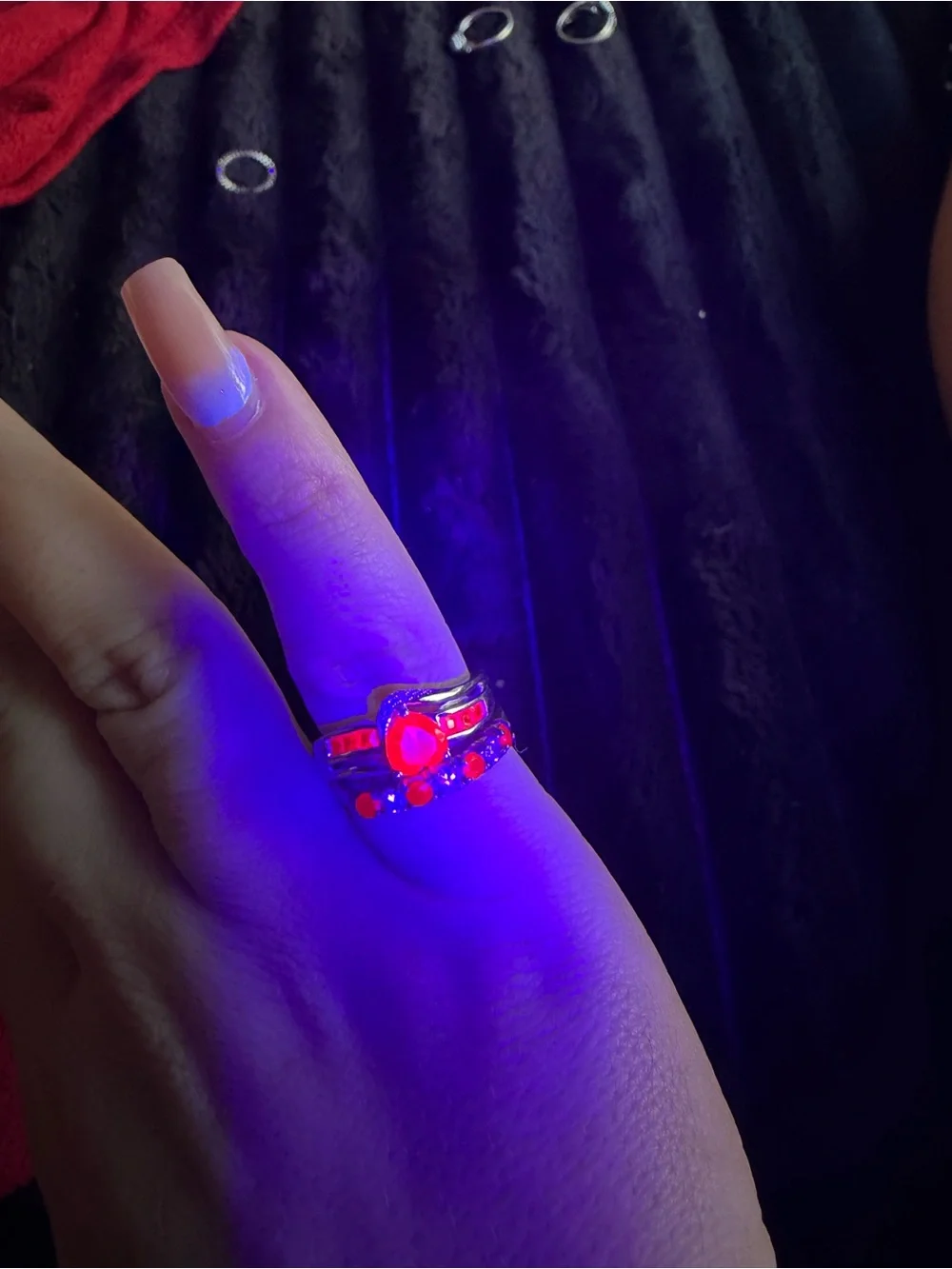 925 Silver Ring Set with Pink Heart Gemstone - 925 and Rubies
